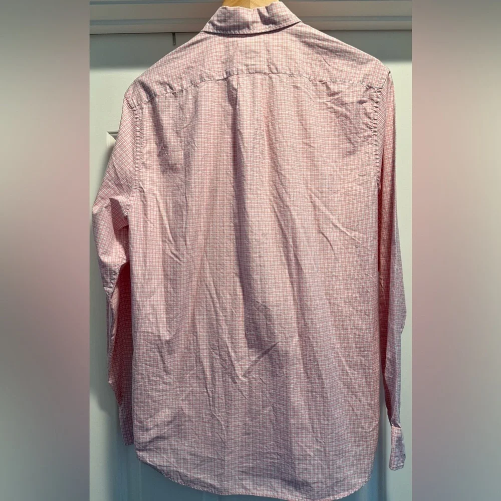 EUC⚡️J.Crew Classic Secret Wash Shirt Men’s Medium Pink Gingham Organic Cotton